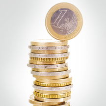 Ein Stapel Euromünzen